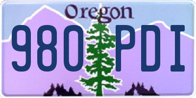 OR license plate 980PDI