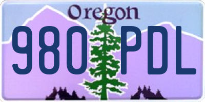 OR license plate 980PDL
