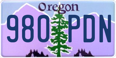 OR license plate 980PDN