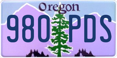 OR license plate 980PDS
