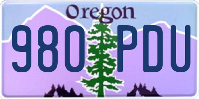 OR license plate 980PDU