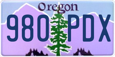OR license plate 980PDX
