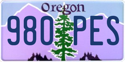 OR license plate 980PES