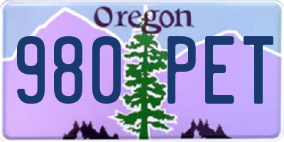 OR license plate 980PET