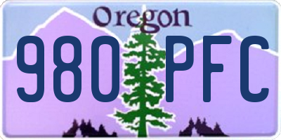 OR license plate 980PFC