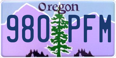 OR license plate 980PFM