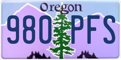 OR license plate 980PFS