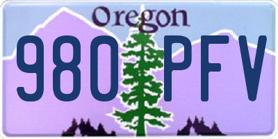 OR license plate 980PFV