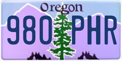 OR license plate 980PHR