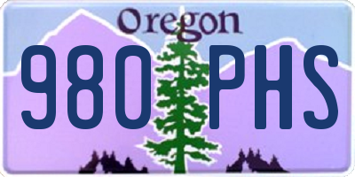 OR license plate 980PHS