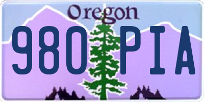 OR license plate 980PIA