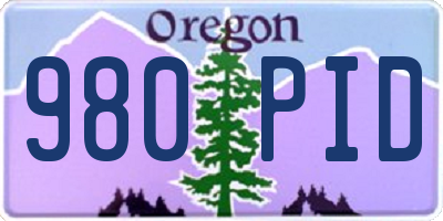OR license plate 980PID
