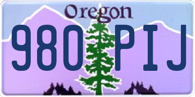 OR license plate 980PIJ