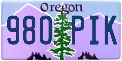 OR license plate 980PIK