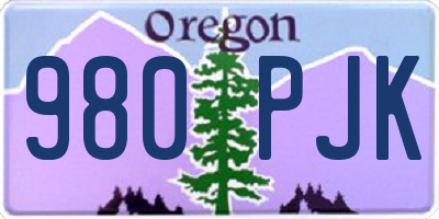 OR license plate 980PJK