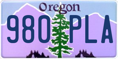 OR license plate 980PLA