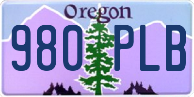 OR license plate 980PLB