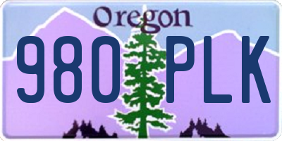 OR license plate 980PLK