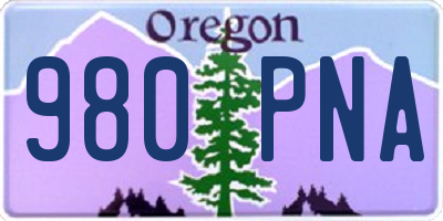 OR license plate 980PNA