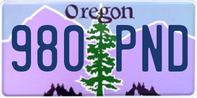 OR license plate 980PND