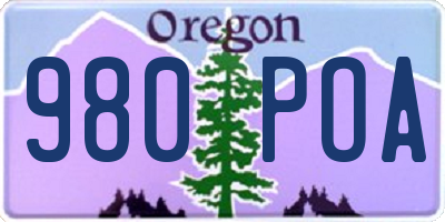 OR license plate 980POA