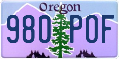 OR license plate 980POF