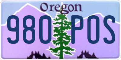 OR license plate 980POS