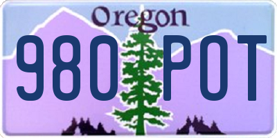 OR license plate 980POT