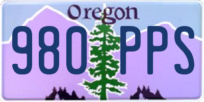 OR license plate 980PPS