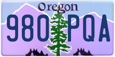 OR license plate 980PQA