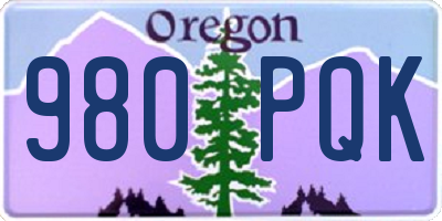 OR license plate 980PQK