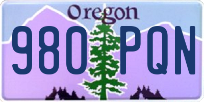 OR license plate 980PQN