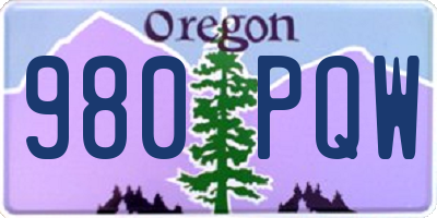 OR license plate 980PQW
