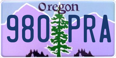 OR license plate 980PRA