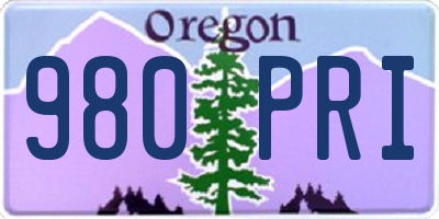 OR license plate 980PRI
