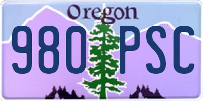 OR license plate 980PSC