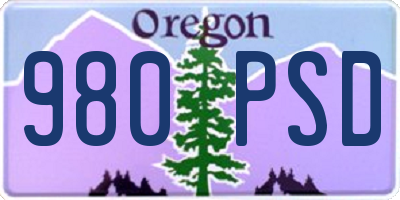 OR license plate 980PSD