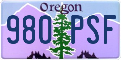 OR license plate 980PSF