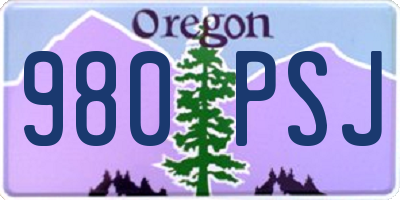 OR license plate 980PSJ
