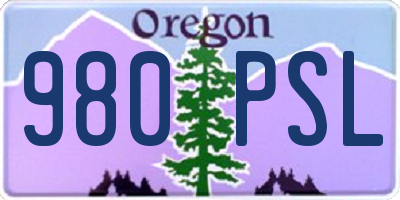 OR license plate 980PSL