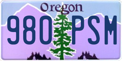 OR license plate 980PSM