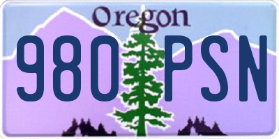 OR license plate 980PSN