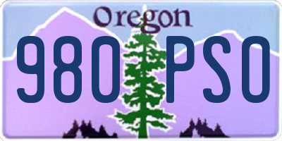 OR license plate 980PSO