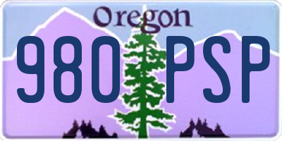 OR license plate 980PSP