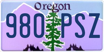 OR license plate 980PSZ