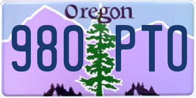 OR license plate 980PTO