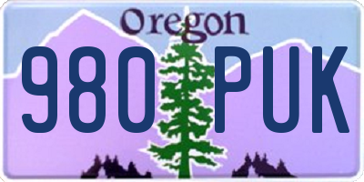 OR license plate 980PUK