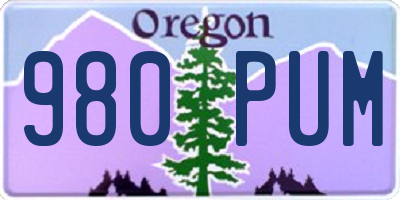 OR license plate 980PUM