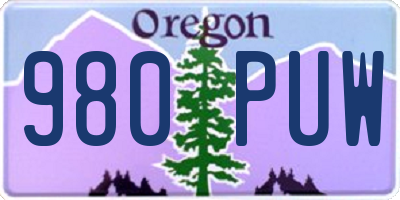 OR license plate 980PUW