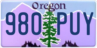 OR license plate 980PUY